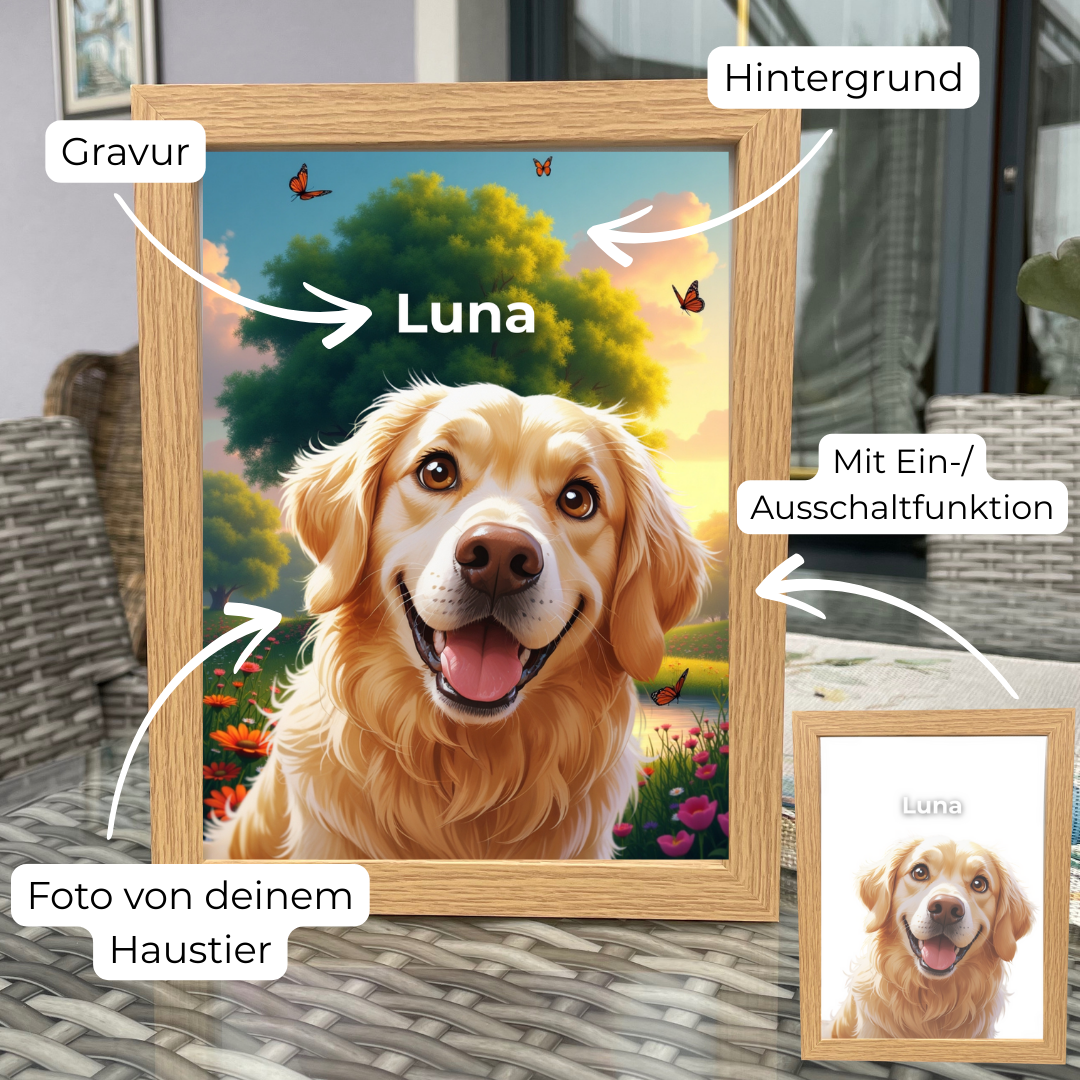 Personalisierter LED-Bilderrahmen für Hundeliebhaber